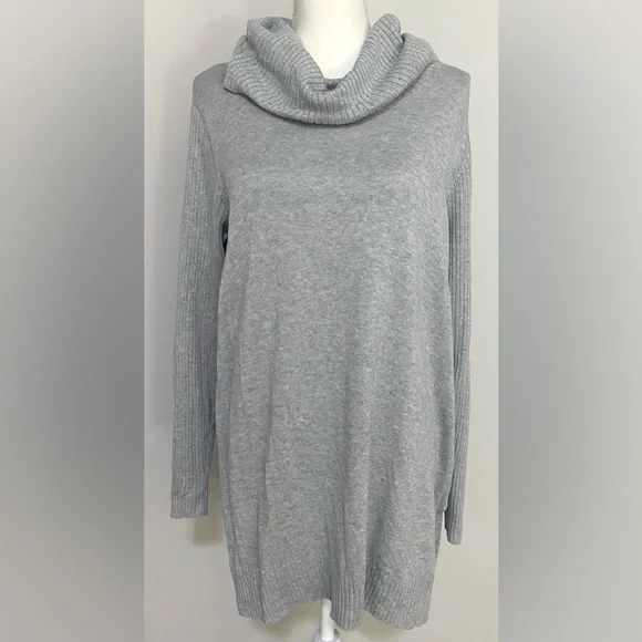 Crown & Ivy Womens OX Solid Gray Gray Long Sleeve Cowl Neck Sweater Cabincore - Picture 12 of 12